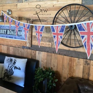 Vintage Union Jack Bunting, Union Jack Bunting, VE Day 1940&#39;s Decor, British Bunting, VE Day Party Decor, Union Jack Flag (8 Flag) 7.5Ft