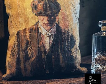 Limited Edition Tommy Shelby Tapestry Cushion, Vintage 1920's Gangster Chic Home Decor, Peaky Blinders Gift.