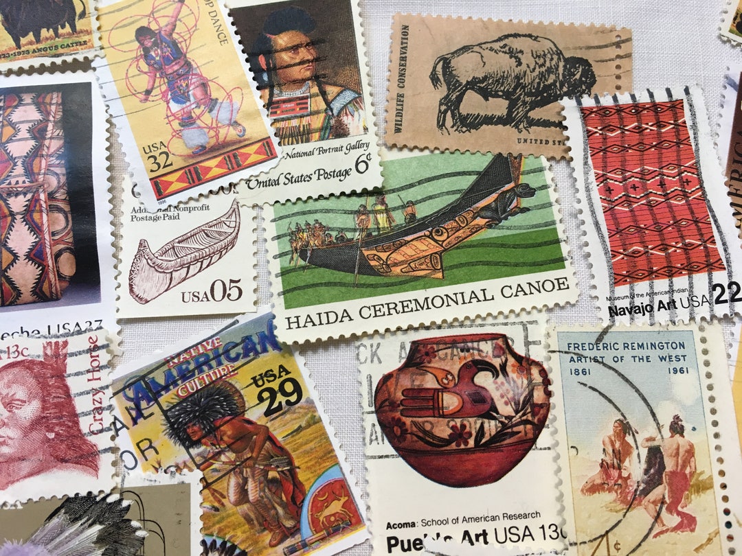 25 Vintage Stamps Indians Postage Stamps Native American - Etsy