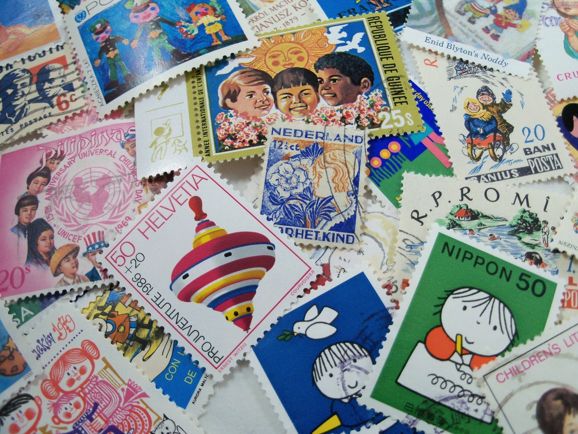 25 Children Stamps Postage Stamps Stamps of Children Etsy