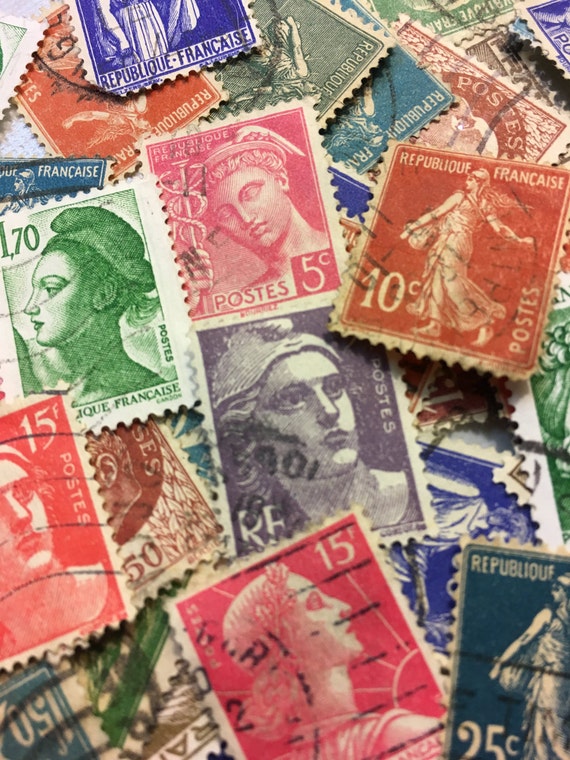 25 french stamps vintage