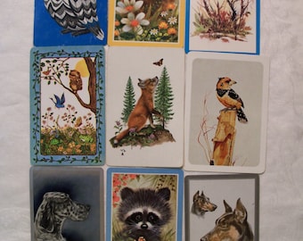 12 Animal Playing cards,  Playing cards, Antique Playing Cards, Vintage Playing Cards, Bird Playing Cards