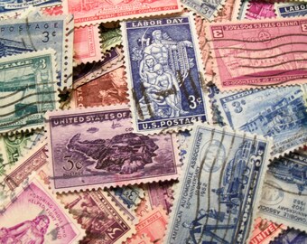 35 Commemorative Stamps Vintage Postage Stamps, Pastel Stamps, Postage Stamps, Craft Stamps