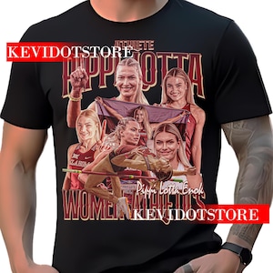 Pode incluir: T-shirt preto com um gráfico de uma atleta feminina, o texto "Athlete Pippa Lotta Enok" e "Women Athletics". O design inclui várias imagens da atleta e uma faixa vermelha com o texto "KEVIDOTSTORE".