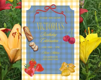 Pasta & Fruit Invitation | Canva Editable Invite