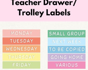 Editable Colorful Drawer Labels | Trolley Labels | Cart Labels