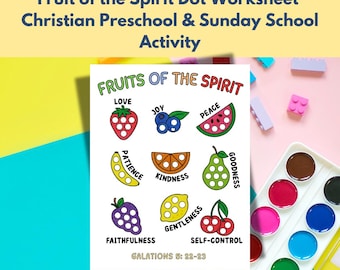Fruit of the Spirit Worksheet | Editable Canva Template for Christian Preschool & Sunday School