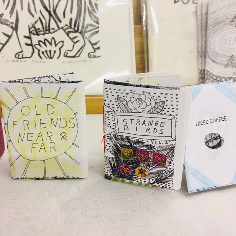 Zine Set Of 5 Mini Zines Illustrated Art Zines by Blah Blah Etsy