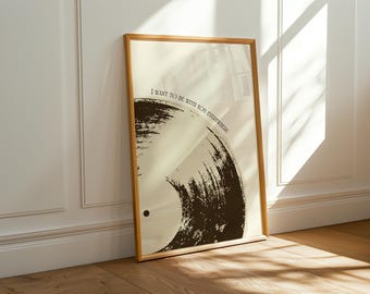 Könnte beinhalten: Ein gerahmter Druck mit einem schwarz-weißen Design einer Schallplatte mit dem Text "Ich möchte überall mit dir sein".