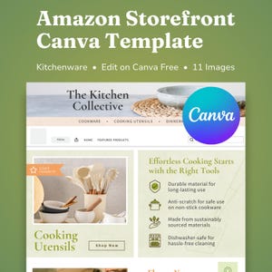 Amazon-butiksmall: Butikslayout, huvudbild, varumärkesbyggande för köksredskap (redigerbar digital nedladdning i Canva)