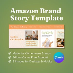 Amazon Brand Story Canva Template, Editable Template, Amazon Store, Amazon Template, Kitchenware Brand, Cookware Brand, Dinnerware Brand