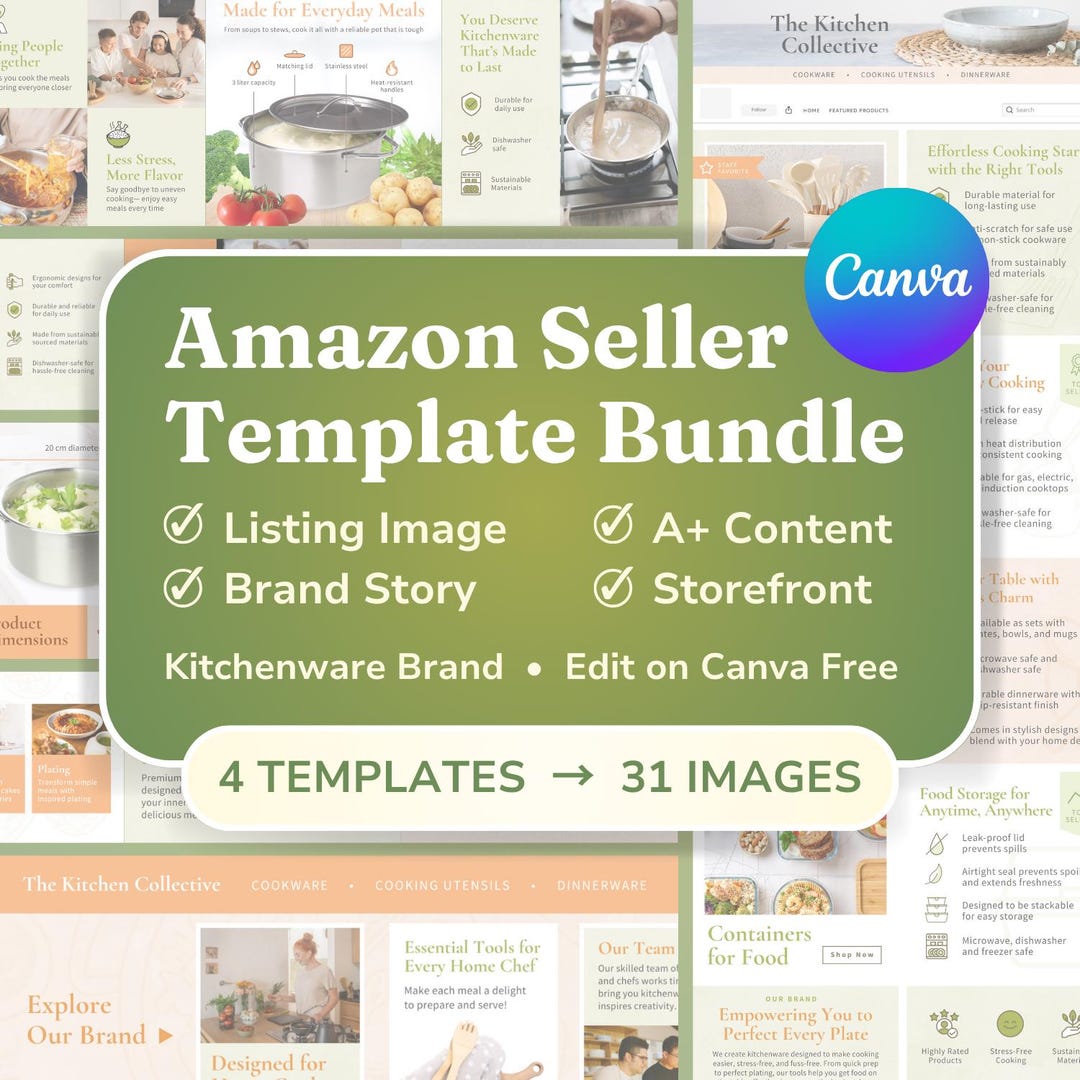 Amazon Seller Canva Template Bundle: Storefront, Listing Image, Brand ...
