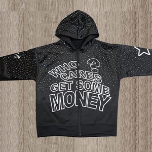 Men&#39;s Rhinestone Printed Hoodie | Zip Up Jacket | Casual Active wear Outfit Unisex Zipper Hoodie Casual Streetwear | Party wear