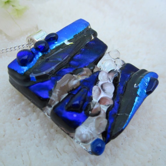 Dichroic Purple and Blue Fused Glass Texture Pendant - Etsy