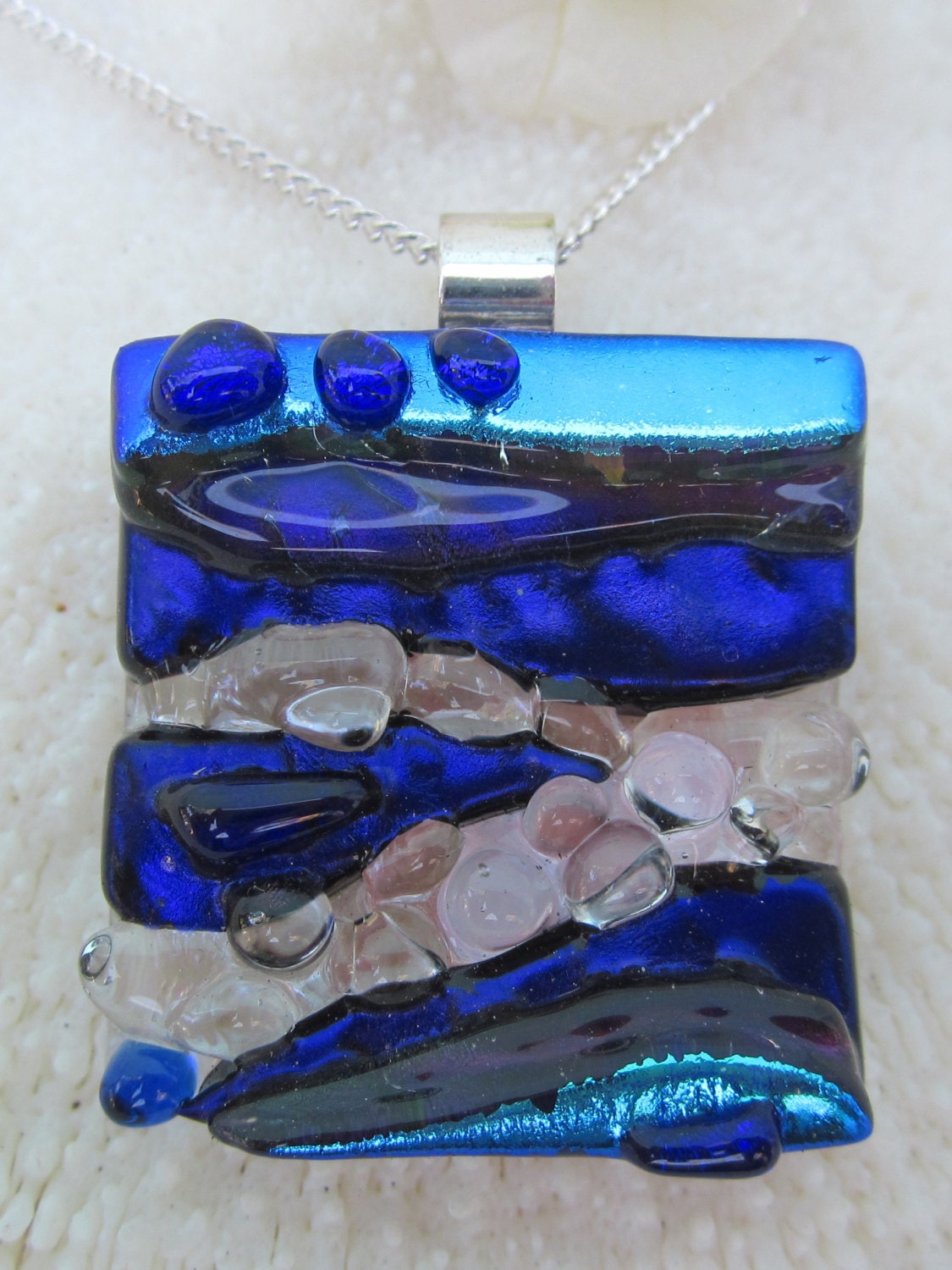 Dichroic Purple and Blue Fused Glass Texture Pendant - Etsy