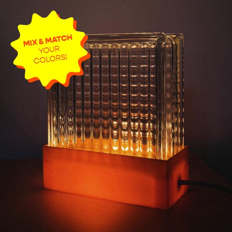Design Glasblocklampe Glasbaustein Tischlampe Brick Bauhaus Dopamine Decor 3D Print Bild 2