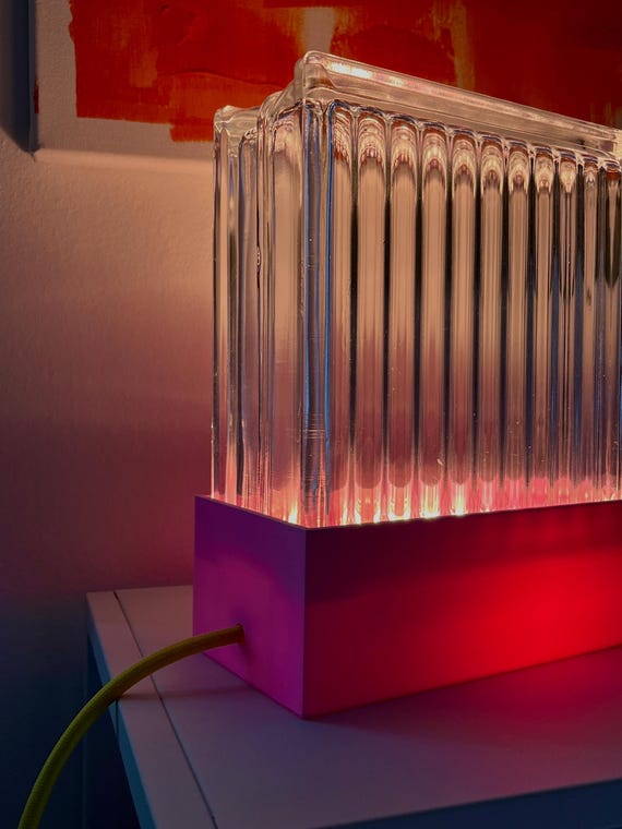 Design Glasblocklampe Glasbaustein Tischlampe Brick Bauhaus Dopamine Decor 3D Print