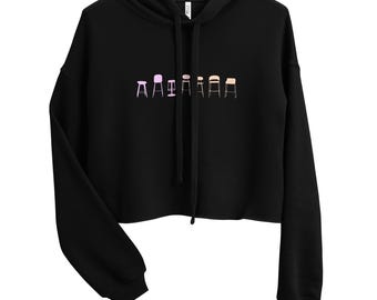 Bluza z kapturem Crop Hoodie z krzesłami gradientowymi