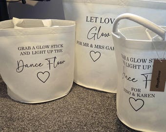 Wedding glow stick bag, personalised wedding decor