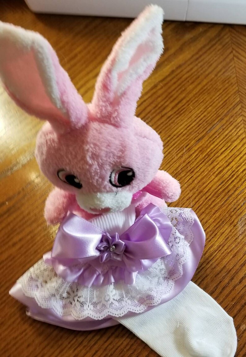 Boutique Custom Made OOAK Lavender Fancy Feet Satin and Lace Ruffle Socks