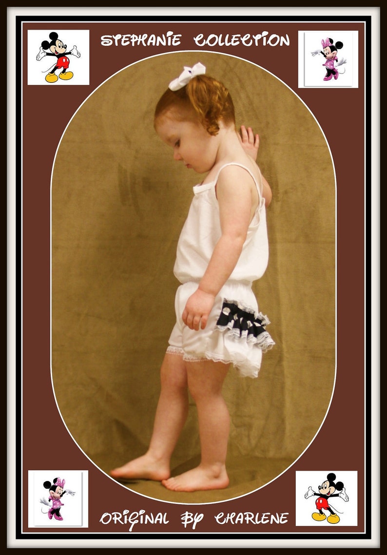 Stephanie Collection Boutique Mickey or Minnie Black and White Double Ruffle Panty or Diaper Cover
