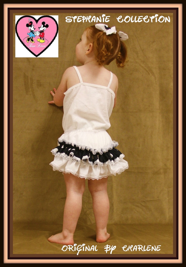 Stephanie Collection Boutique Mickey or Minnie Black and White Double Ruffle Panty or Diaper Cover