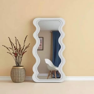 Full-Length Wavy Mirror – Large Asymmetrical Decorative Body Mirror for Bedroom, Living Room Modern Home Decor Mirror, Aesthetic Tall Mirror