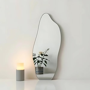 Einzigartiger gewellter abstrakter Spiegel - Asymmetrischer dekorativer Wand-Schlafzimmer-Spiegel, Wohnzimmer und moderner Hauptdekor-Spiegel, ästhetisch geformter Spiegel