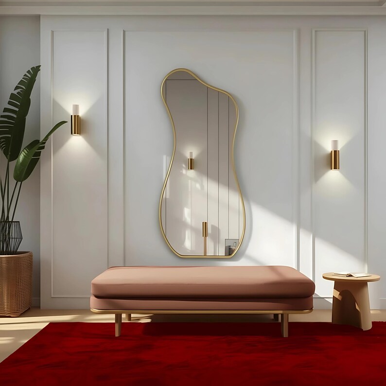Irregular Curvy Wall Mirror, Wavy Full-length Mirror for Bedroom or ...