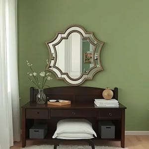 Aesthetic Arched Wavy Mirror – Gold Silver Asymmetrical Decorative Vanity Mirror, Entryway  Modern Home Decor Mirror, Unique Bohemian Mirror