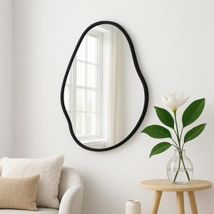 Asymmetrical Wall Mirror, Irregular Bedroom Mirror, Modern Decorative Hanging Mirror for Bathroom, Living Room or Entryway