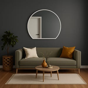 Irregular Gothic Floral Wall Mirror, Oval Vintage Mirror for Bathroom & Entryway, Cut Asymmetrical Circle Mirror, Aesthetic Round Mirror