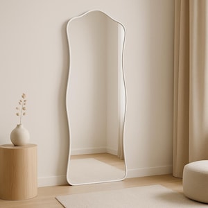 Asymmetrical Full Length Floor Mirror – Wavy Irregular Design for Bedroom, Living Room, Entryway & Rustic Modern Home Interiors Mirror