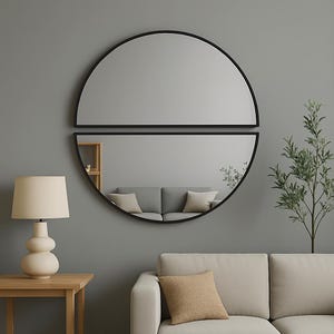 Half Circle Mirror, Half Moon Wall Mirror, Modern Round Mirror, Asymmetrical Decorative Mirror for Living Room Bedroom Bathroom