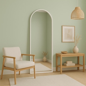 Full Length Arched Floor Mirror with Black Frame, Modern Standing Mirror for Bedroom, Dressing Room, or Entryway Home Decor
