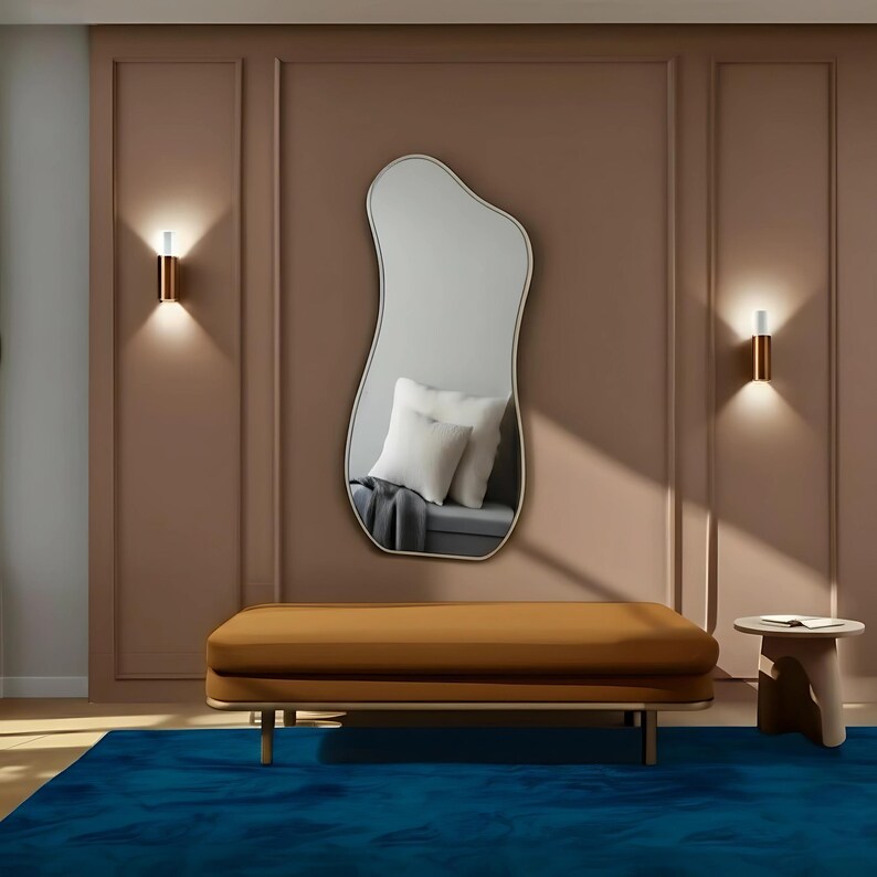 Irregular Curvy Wall Mirror, Wavy Full-length Mirror for Bedroom or ...