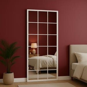 Italian Full Length Window Mirror, Retro Bathroom & Floor Mirror with Large Body Reflection, Arched Wall Mirror for Elegant Spaces,