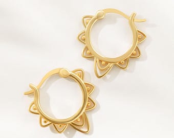 Gold Filigree Lever Back Hoop, Dainty, Earrings, 18k Gold Plated, Tarnish Resistant, Hypoallergenic, Nickel Free