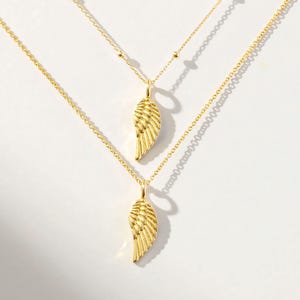 Collar de alas de ángel de oro Angel Strong, cadena tipo cable, chapado en oro de 18 k, resistente al deslustre, hipoalergénico, sin níquel imagen 1