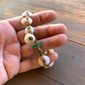 Comfortable flat laced puka shell bracelet with seaglass locking clasp image 8