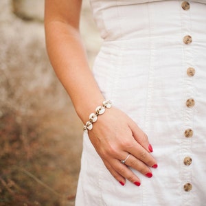 Comfortable flat laced puka shell bracelet with seaglass locking clasp image 2