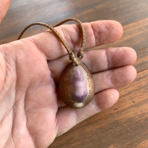 Purple cowrie shell necklace with locking seaglass clasp image 6