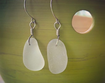 Arctic ice seaglass earrings