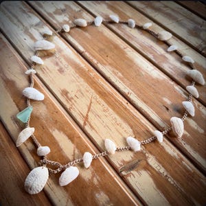 Boho Molokai Shell Wrap Bracelet, Anklet or Necklace, Hawaiian Ark Shells, Seafoam Seaglass