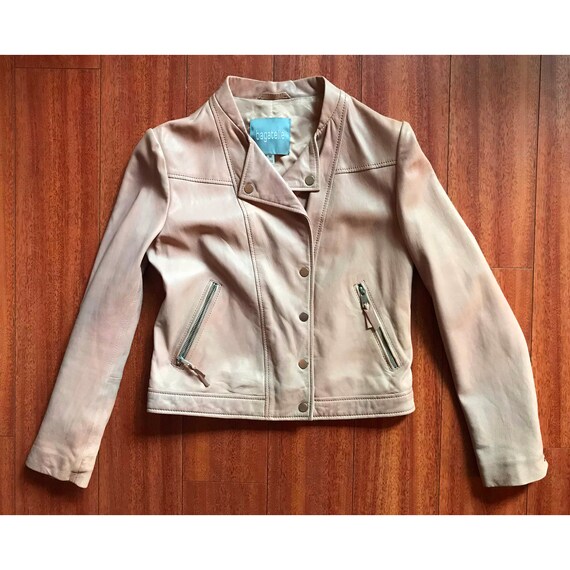 Bagatelle Women's Nude Leather Moto Jacket