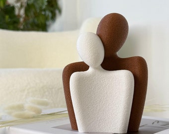 Scultura di coppia stampata in 3D: regalo di arredamento minimalista per la casa