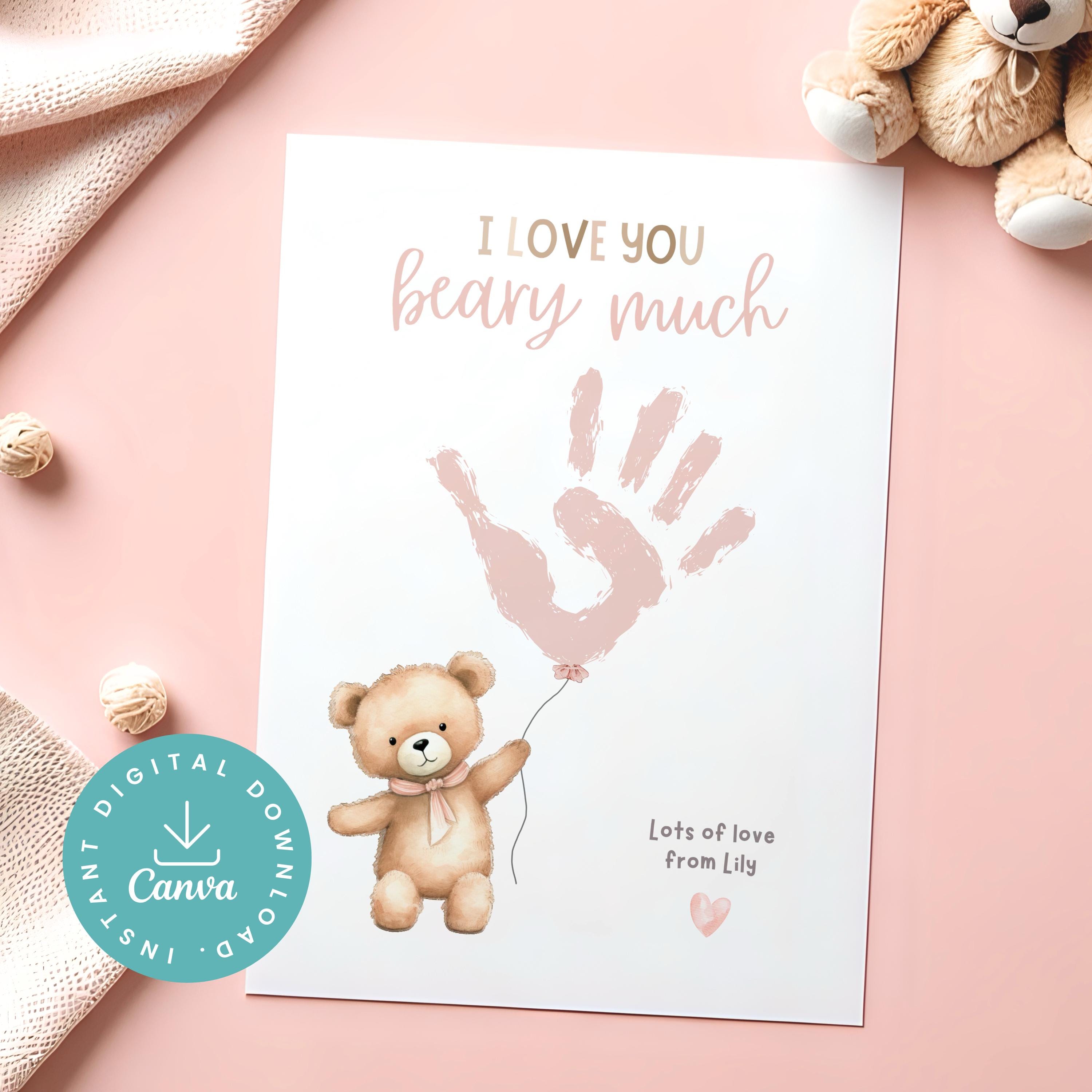 38 Un-BEAR-lievable Crafts: Engaging and Easy DIY Projects for Kids 32 Love You Beary Much PRINTABLE Art, Handprint Keepsake, Cute Pink…