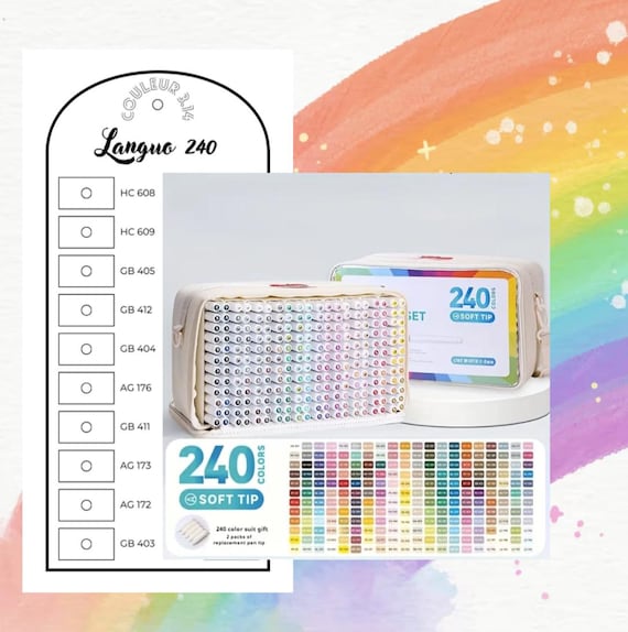 LANGUO 240色入りアクリルマーカー（ミステリーカラーリング用、カラー