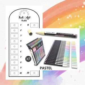 Tooli Art Pack Pastel Acryl Markers Kleurenkaart voor Mystery Coloring (Blanco Digitaal Formaat)