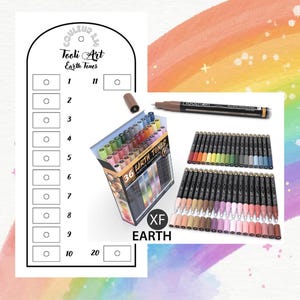 Tooli Art Pack Earth Tones Acrylmarkers Mystery Kleurkaart (Blanco Digitaal Formaat)